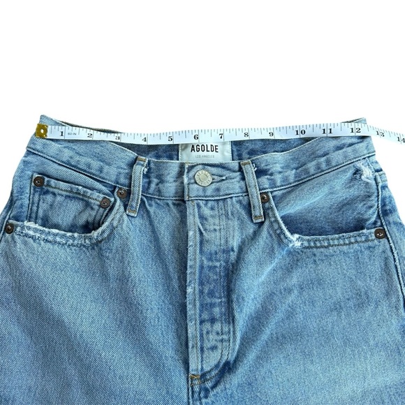 Agolde Riley High Rise Straight Crop Jeans in Curio Light Wash Raw Hem Denim 25 - Picture 6 of 11